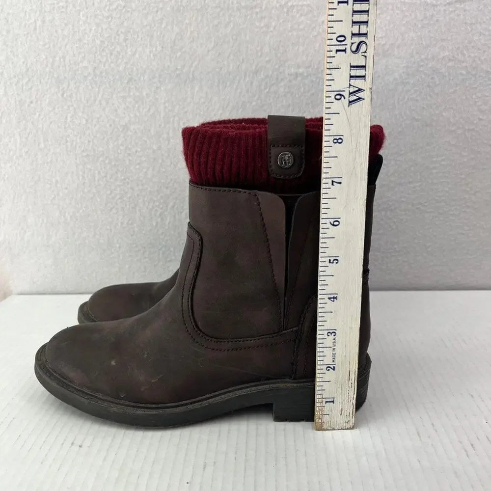 Tommy Hilfiger Boots Womens  6.5 Brown Ankle Boots slip-on sock